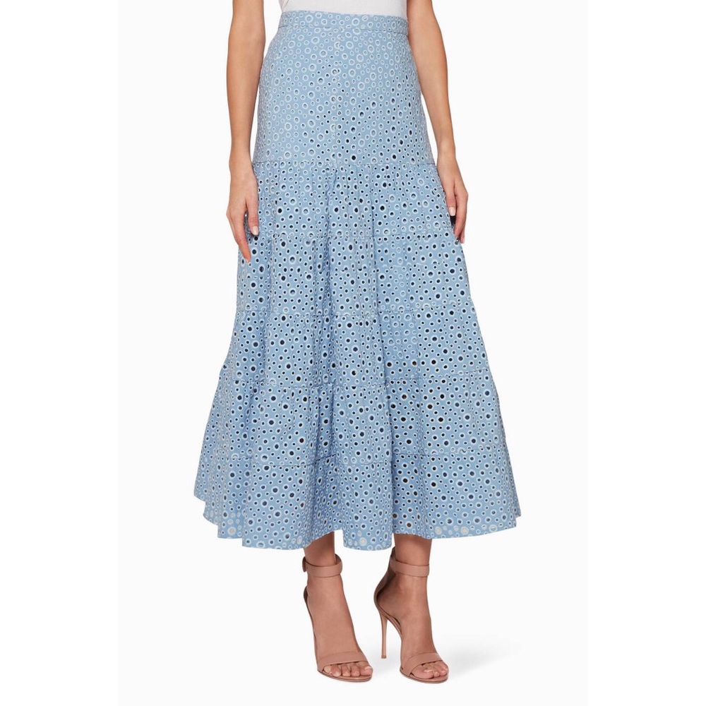 Prose & Poetry Embroidered Eyelet‎ Tier Midi Skirt